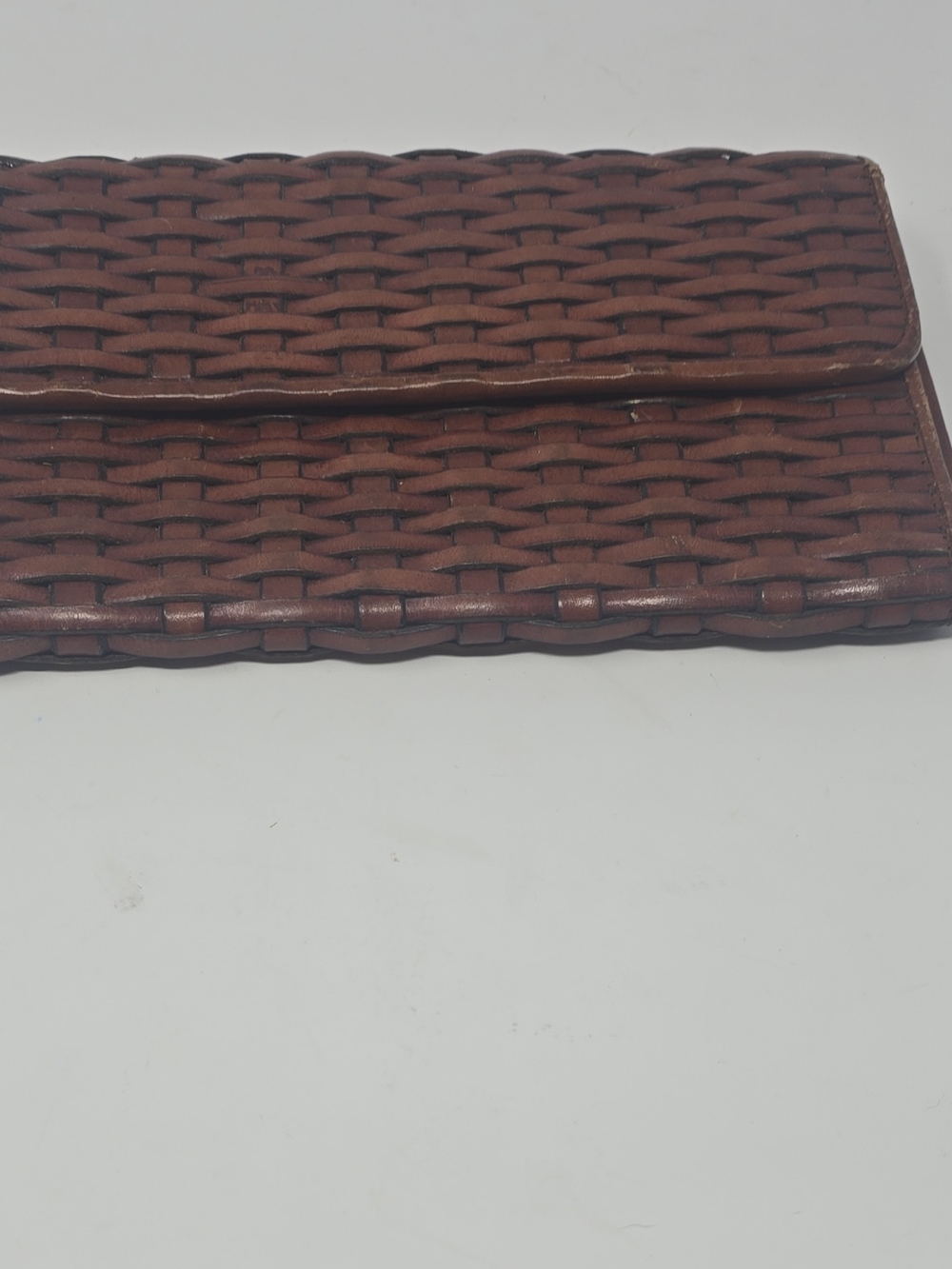 Talbots Woven Brown Leather Clutch Wallet
